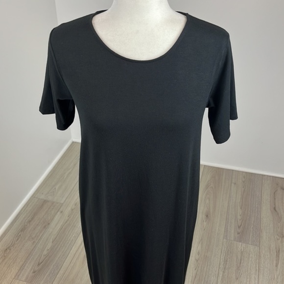 Round Neck Short Sleeve Midi Dress - Black Size Small - Picture 2 of 8